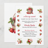 Modern Berry Sweet Baby shower Aardbeien Kaart (Voorkant / Achterkant)