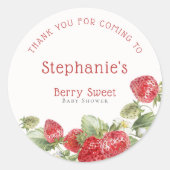 Modern Berry Sweet Dank u Baby shower Ronde Sticker (Voorkant)