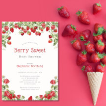 Modern Berry Sweet Strawberry Baby shower