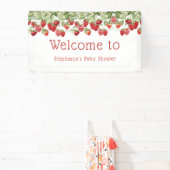 Modern Berry Sweet Strawberry Welcome Baby shower Spandoek (Insitu)