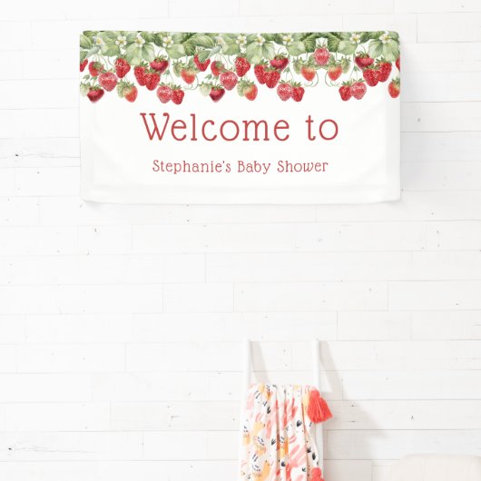 Modern Berry Sweet Strawberry Welcome Baby shower Spandoek (Insitu)