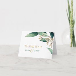 Modern beschilderd botanisch groen rustiek dank u bedankkaart