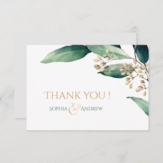 Modern beschilderd botanisch groen rustiek dank u notitiekaartje (Voorkant / Achterkant)