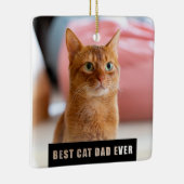 Modern Best Cat Dad Ever Photo Christmas Keramisch Ornament (Rechts)
