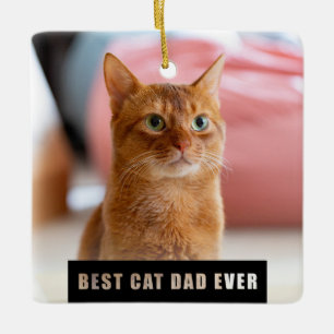 Modern Best Cat Dad Ever Photo Christmas Keramisch Ornament