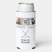 Modern Best Dad 3 Photo Collage Keepsake Golf Seltzer Blikjeskoeler (Seltzer Achterkant)