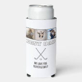Modern Best Dad 3 Photo Collage Keepsake Golf Seltzer Blikjeskoeler (Seltzer Voorkant)