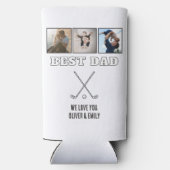 Modern Best Dad 3 Photo Collage Keepsake Golf Seltzer Blikjeskoeler (Achterkant)
