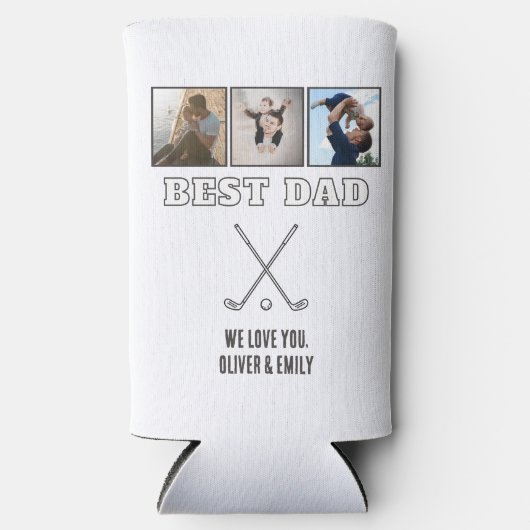 Modern Best Dad 3 Photo Collage Keepsake Golf Seltzer Blikjeskoeler (Voorkant)