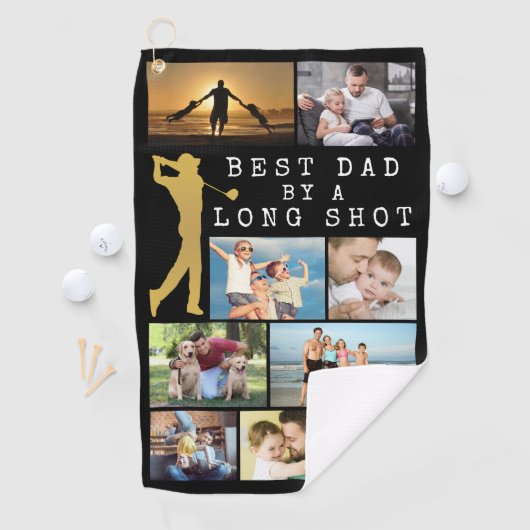 Modern BEST DAD BY A LONG SHOT 9 Fotocollage Golfhanddoek (Insitu)