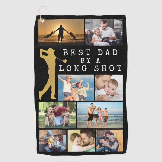 Modern BEST DAD BY A LONG SHOT 9 Fotocollage Golfhanddoek (Voorkant)