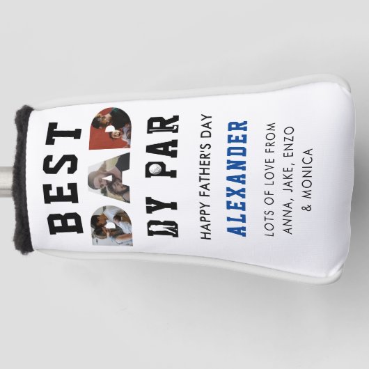 Modern Best Dad by Par Photo Happy Vaderdag Golfheadcover (Voorkant)