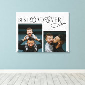 Modern Best Dad Ever 2 Photos Fathers Day Gifts Canvas Afdruk (Insitu (Houten vloer))