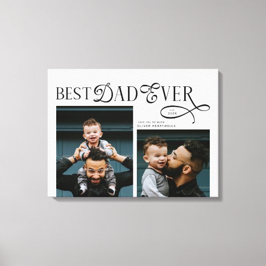 Modern Best Dad Ever 2 Photos Fathers Day Gifts Canvas Afdruk (Voorkant)