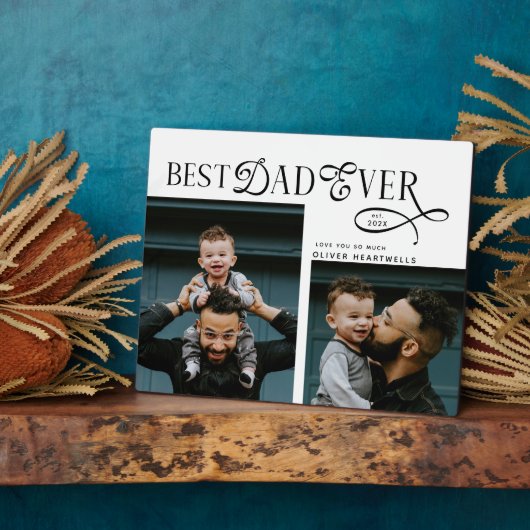 Modern Best Dad Ever 2 Photos Fathers Day Gifts Fotoplaat (Zijkant)