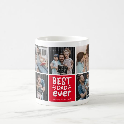 Modern 'Best Dad Ever' 9 Foto Keepsake Koffiemok (Center)
