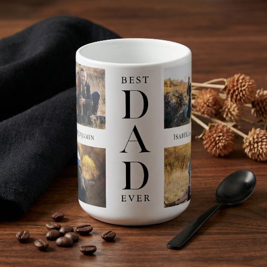 Modern Best Dad Ever Personalized Photo Collage Koffiemok