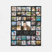 Modern BEST DAD EVER Photo Collage Black Fleece Deken (Voorkant)