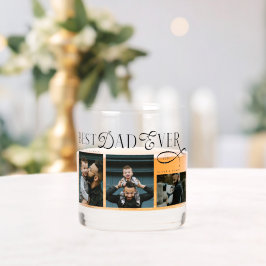 Modern Best Dad Ever Photo Collage Fathers Day Whisky Glas