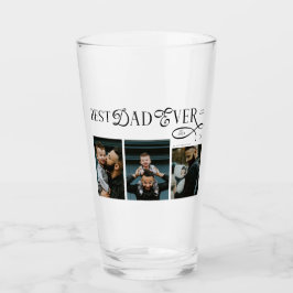Modern Best Dad Ever Photo Heart Fathers Day Gifts Glas