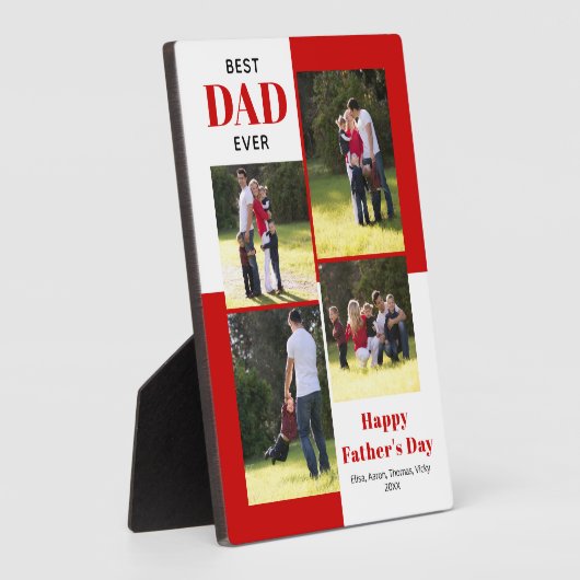 Modern Best Dad Ever vier foto's rode Vaderdag Fotoplaat (Zijkant)