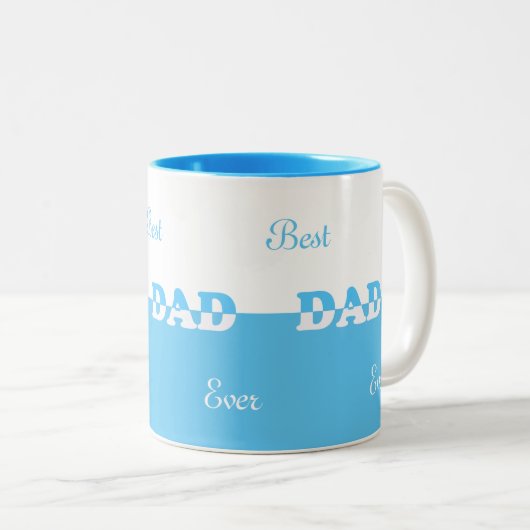 Modern Best Dad op Turquoise Blauw & Wit Tweekleurige Koffiemok (Voorkant rechts)
