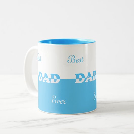 Modern Best Dad op Turquoise Blauw & Wit Tweekleurige Koffiemok (Voorkant links)