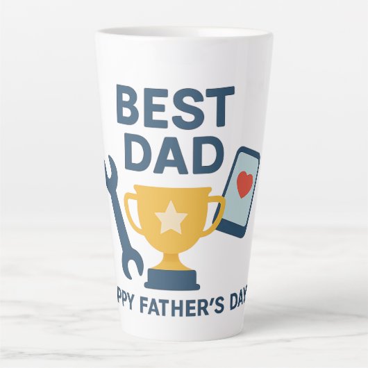 Modern "Best Dad" Trophy Design – Happy Father's D Latte Mok (Voorkant)