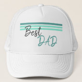 Modern Best Dad Turquoise Script Father Day Trucker Pet (Voorkant)