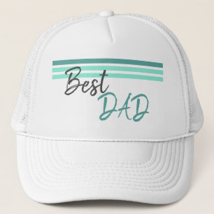 Modern Best Dad Turquoise Script Father Day Trucker Pet
