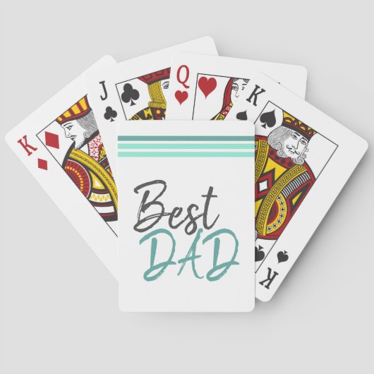 Modern Best Dad Turquoise Typography Father Day Pokerkaarten (Achterkant)