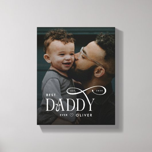 Modern Best Daddy Ever Photo Personalized Canvas Afdruk (Voorkant)