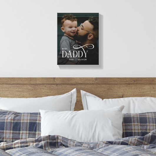 Modern Best Daddy Ever Photo Personalized Canvas Afdruk (Insitu (Slaapkamer))