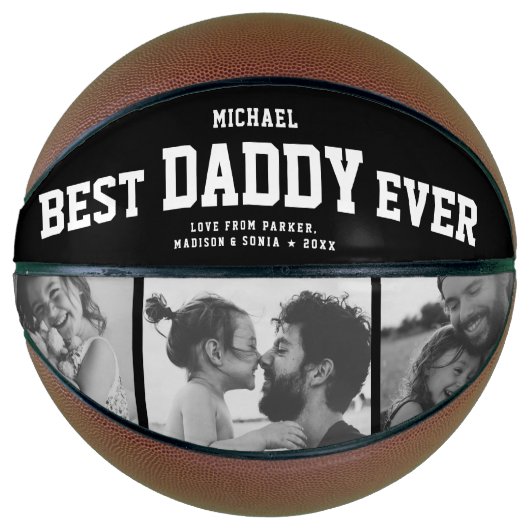 Modern BEST DADDY OOIT Cool Trendy Photo Collage Basketbal (Voorkant)