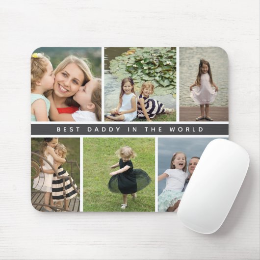 Modern Best Daddy Photo Collage Paarse Muismat (Met muis)