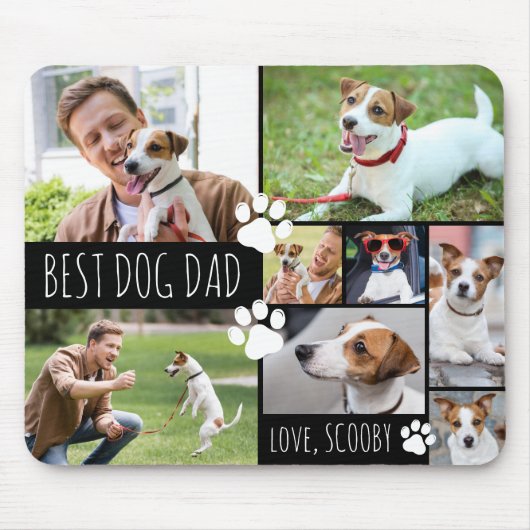 Modern BEST DOG DAD 8 foto's gepersonaliseerd Muismat (Voorkant)