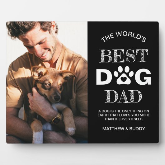 Modern 'Best Dog Dad' Foto & Quote Plaque Fotoplaat (Voorkant)