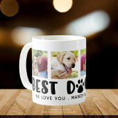 Modern BEST DOG DAD Paw Print Photo Collage Koffiemok