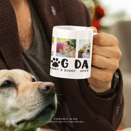 Modern BEST DOG DAD Paw Print Photo Collage Koffiemok