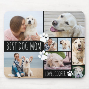Modern BEST DOG MOM 8 foto's gepersonaliseerd Muismat