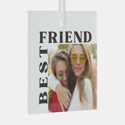 Modern Best Friend-foto kerstversiering Glas Ornament (Voorkant Rechts)