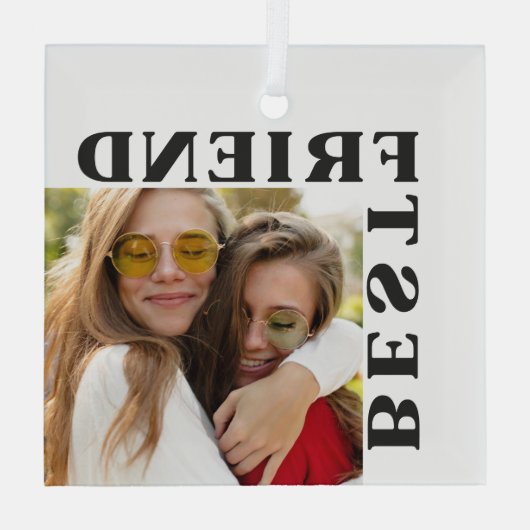 Modern Best Friend-foto kerstversiering Glas Ornament (Achterkant)