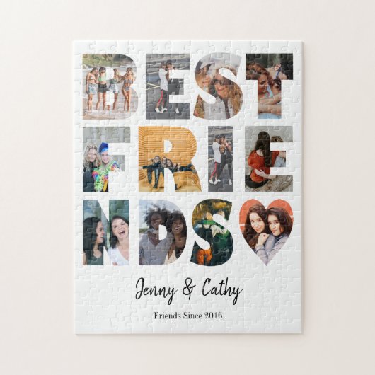 Modern Best Friends 12 Photo Collage Besties BFF Legpuzzel (Verticaal)