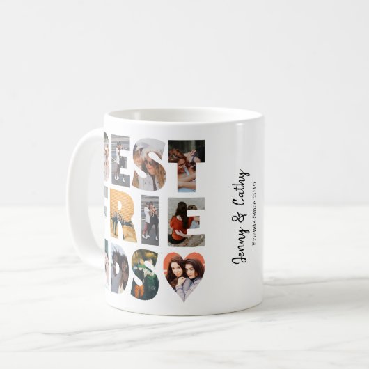 Modern Best Friends 12 Photo Collage BFF Besties Koffiemok (Voorkant links)