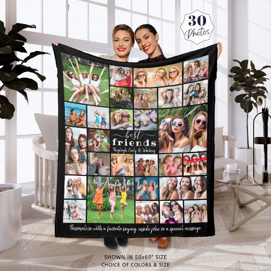 Modern BEST FRIENDS 30 Foto Collage Persoonlijk Fleece Deken