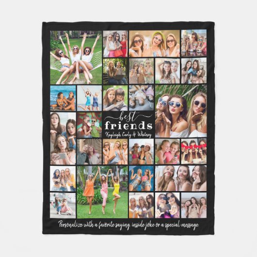 Modern BEST FRIENDS 30 Foto Collage Persoonlijk Fleece Deken (Voorkant)