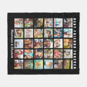 Modern Best Friends 30 Photo Collage Black Fleece Deken (Voorkant (Horizontaal))