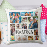 Modern Best Friends BESTIES 13 Foto Collage Kussen<br><div class="desc">Creëer een moderne foto collage keepomwille gooit kussen voor je beste vriend met 13 afbeeldingen en de titel BESTIES in een trendy hand geschreven typografie en gepersonaliseerd met namen of je aangepaste tekst tegen een bewerkbare zwarte achtergrondkleur. Maakt een gedenkwaardig geschenk voor je BFF's verjaardag, als een afstuderen cadeau of...</div>