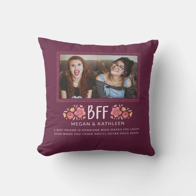 Modern Best Friends Besties Photo Sierkussen (Voorkant)