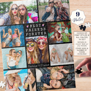 Modern BEST FRIENDS FOREVER 9 Photo Collage Black Legpuzzel